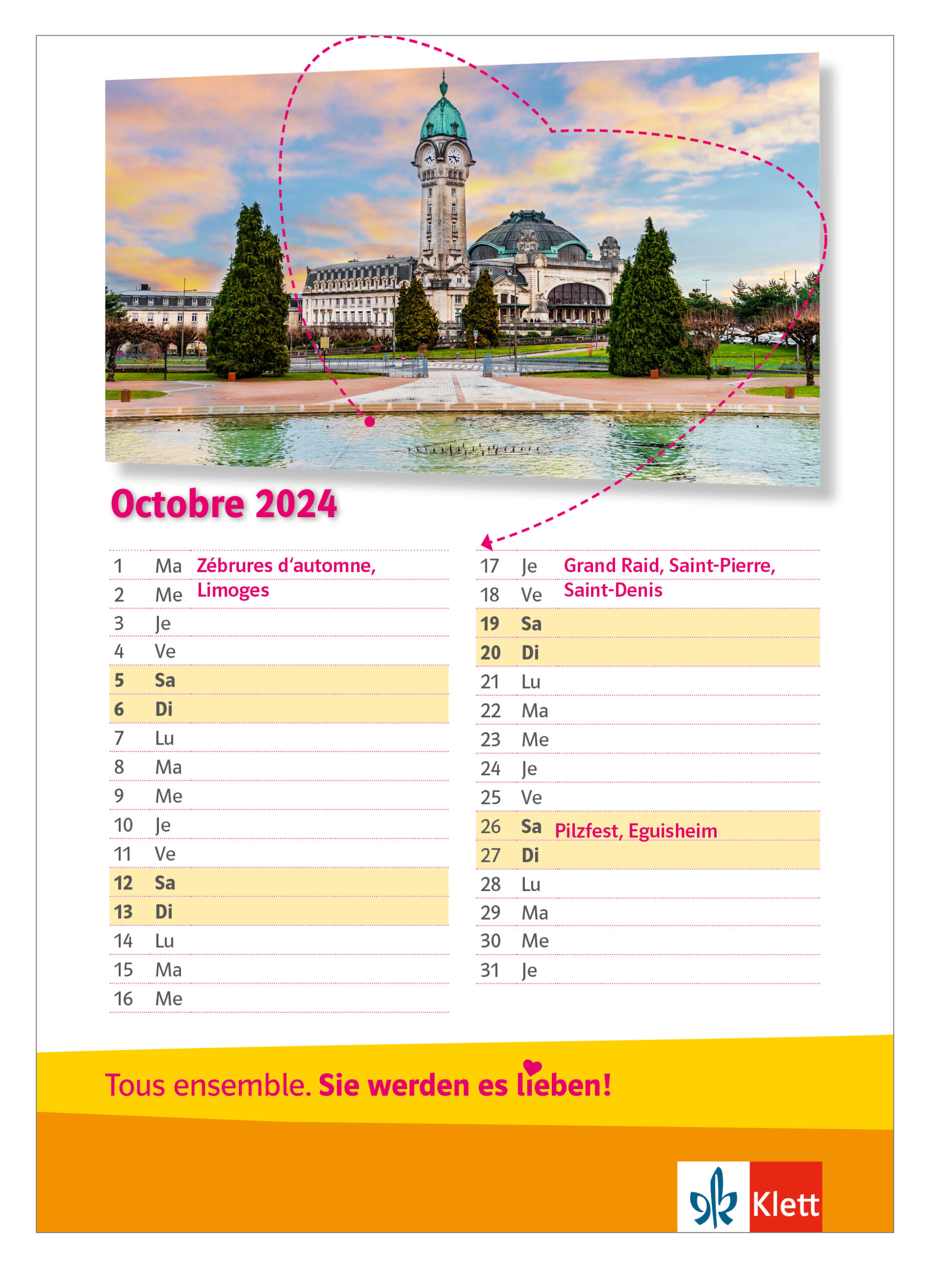 Kalenderblatt Vorderseite Oktober 2024